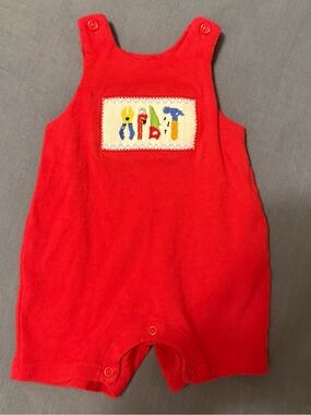 Viva La Fete Baby Boy Smocked Tools Knit Overall Romper